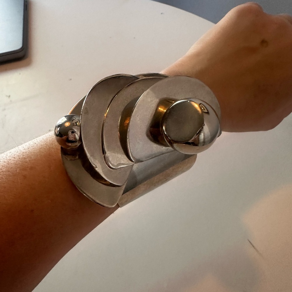 Silver sculptural cuff by Alexis Bittar
